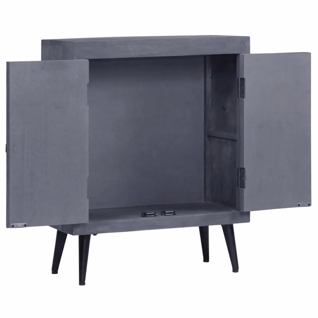 Berkfield Home Solid Mango Wood Sideboard in Grey, W/D/H: 60 x 30 x 76 cm – 2