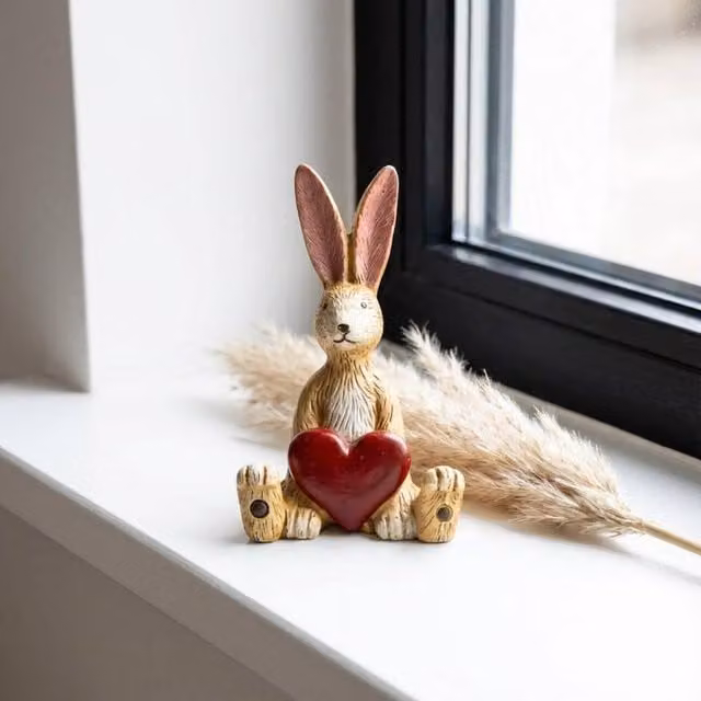 Garden Greatness Red Heart Jasper Sitting Rabbit Stone Figurine