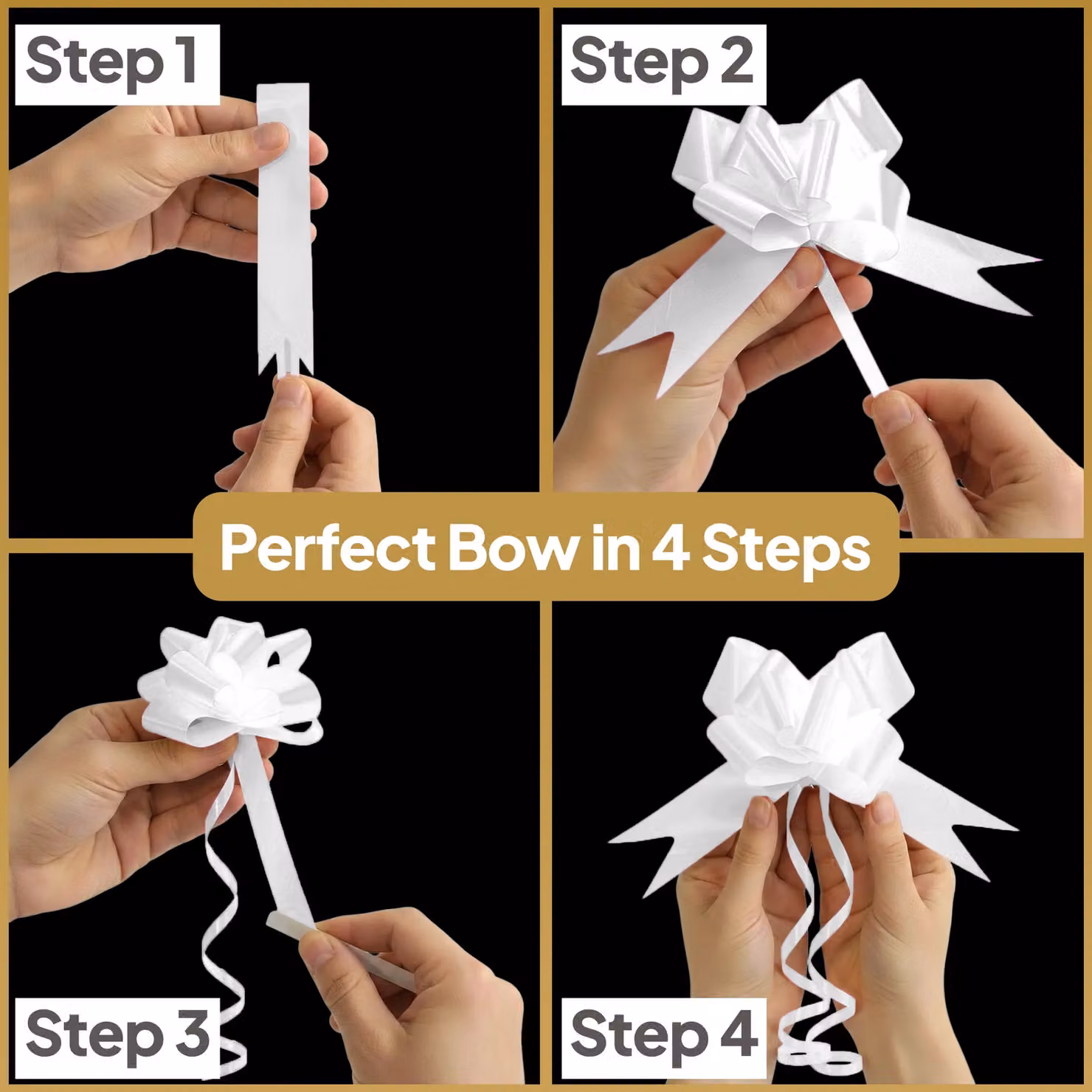 Shatchi 20pcs White 30mm Plastic Pull Bows for Gift Wrapping and Decorations – 6