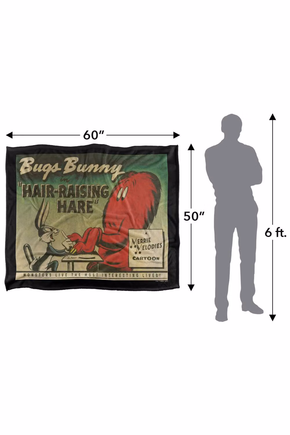 Warner Bros. Looney Tunes Bugs Bunny Hairraising Hare Super Soft Silky Touch Polyester Throw, Multicolour, Large – 3