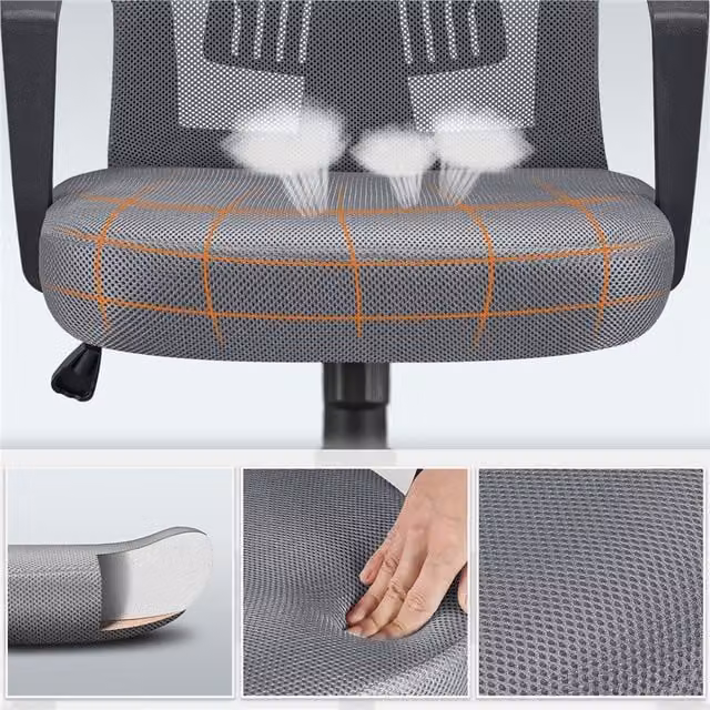 Yaheetech Modern Grey Mesh and Fabric Executive Office Chair with Armrests and Castors