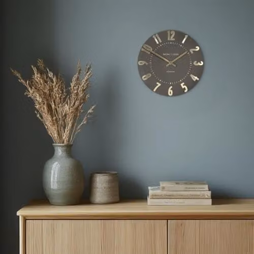 Thomas Kent Mulberry Espresso Small Round Analog Wall Clock in Beige, Diameter: 30 cm – 2