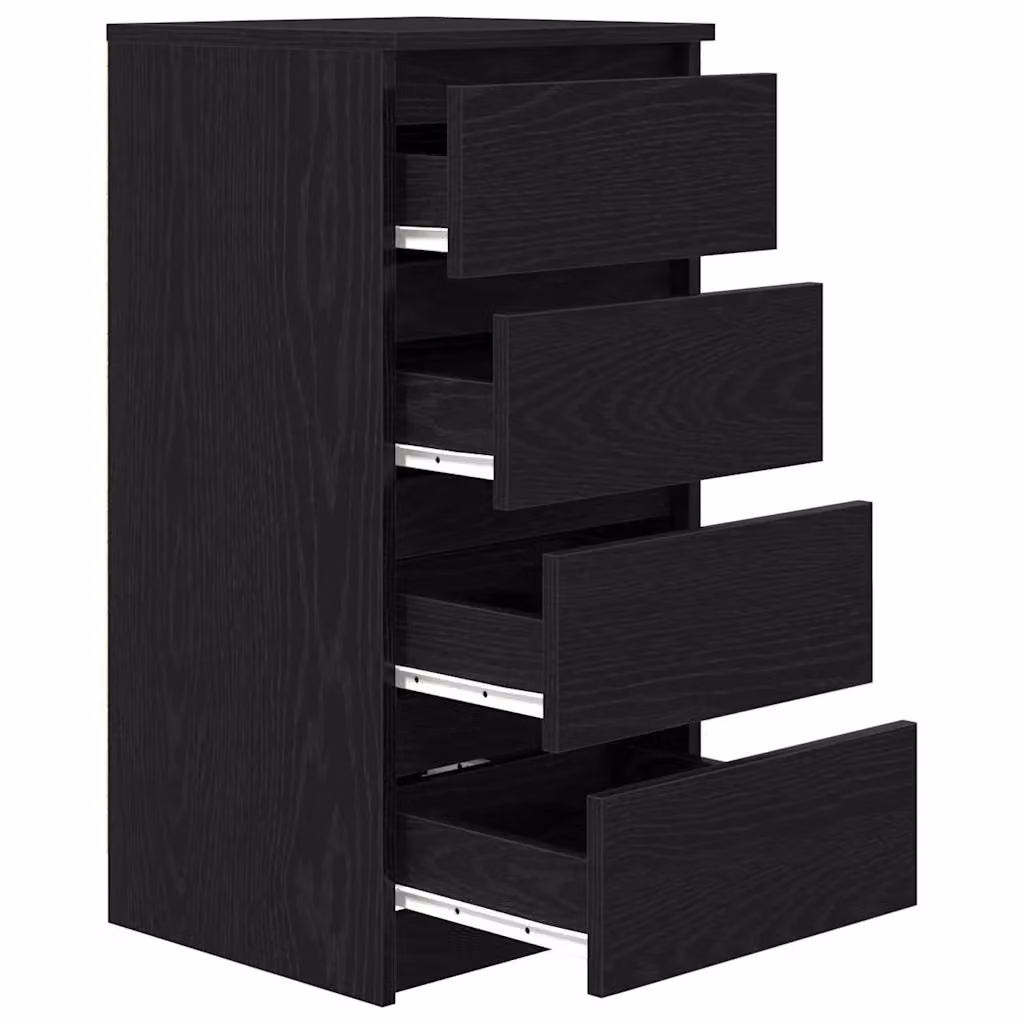 Berkfield Home Modern Black Oak Sideboard in MDF, W/D/H: 37.5 x 35.0 x 76.0 cm – 1