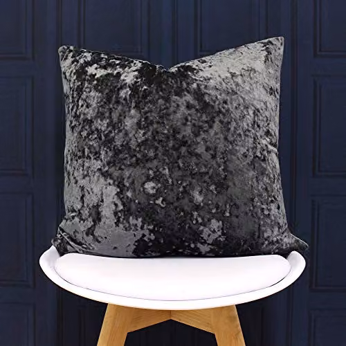 Paoletti Verona Grey Crushed Velvet Square Polyester Filled Cushion W/D/H: 55 x 55 x 55 cm – 2