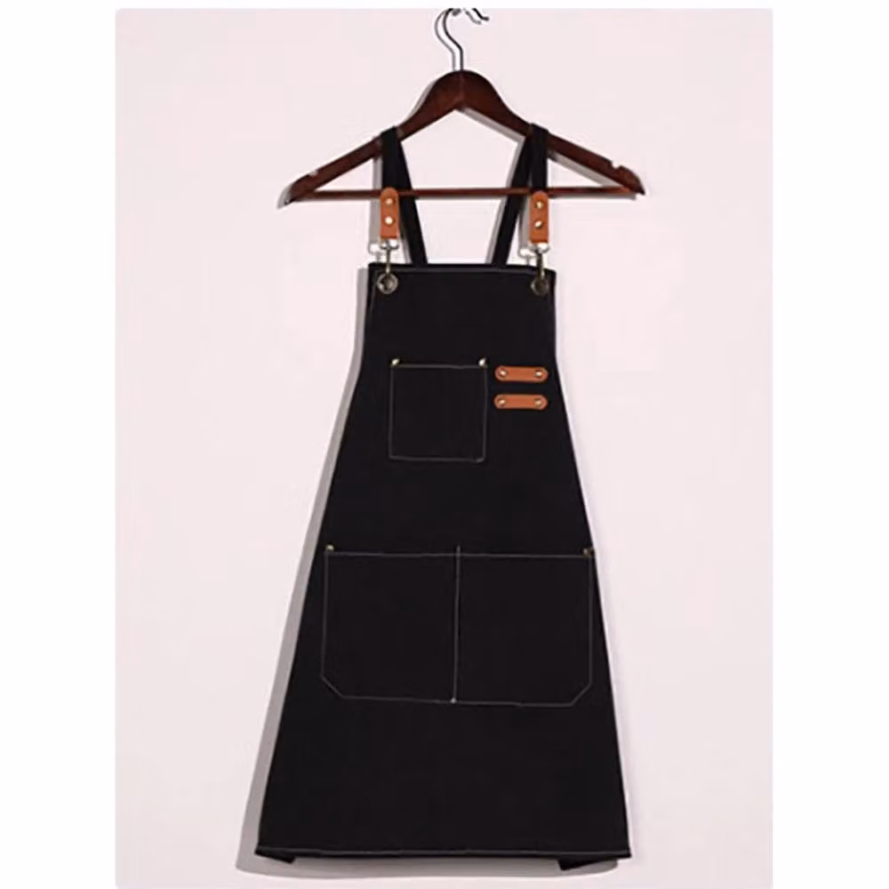 NESTLUNE Black Waterproof Canvas Apron with Pockets for Adults, W 100 cm x H 60 cm – 2