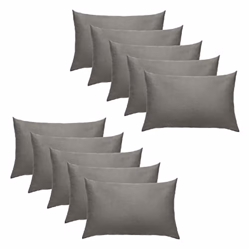 Highams 2 Pack Grey 200 Thread Count 100% Cotton Housewife Pillowcases with Envelope Closure, W: 50 cm x H: 75 cm – 2