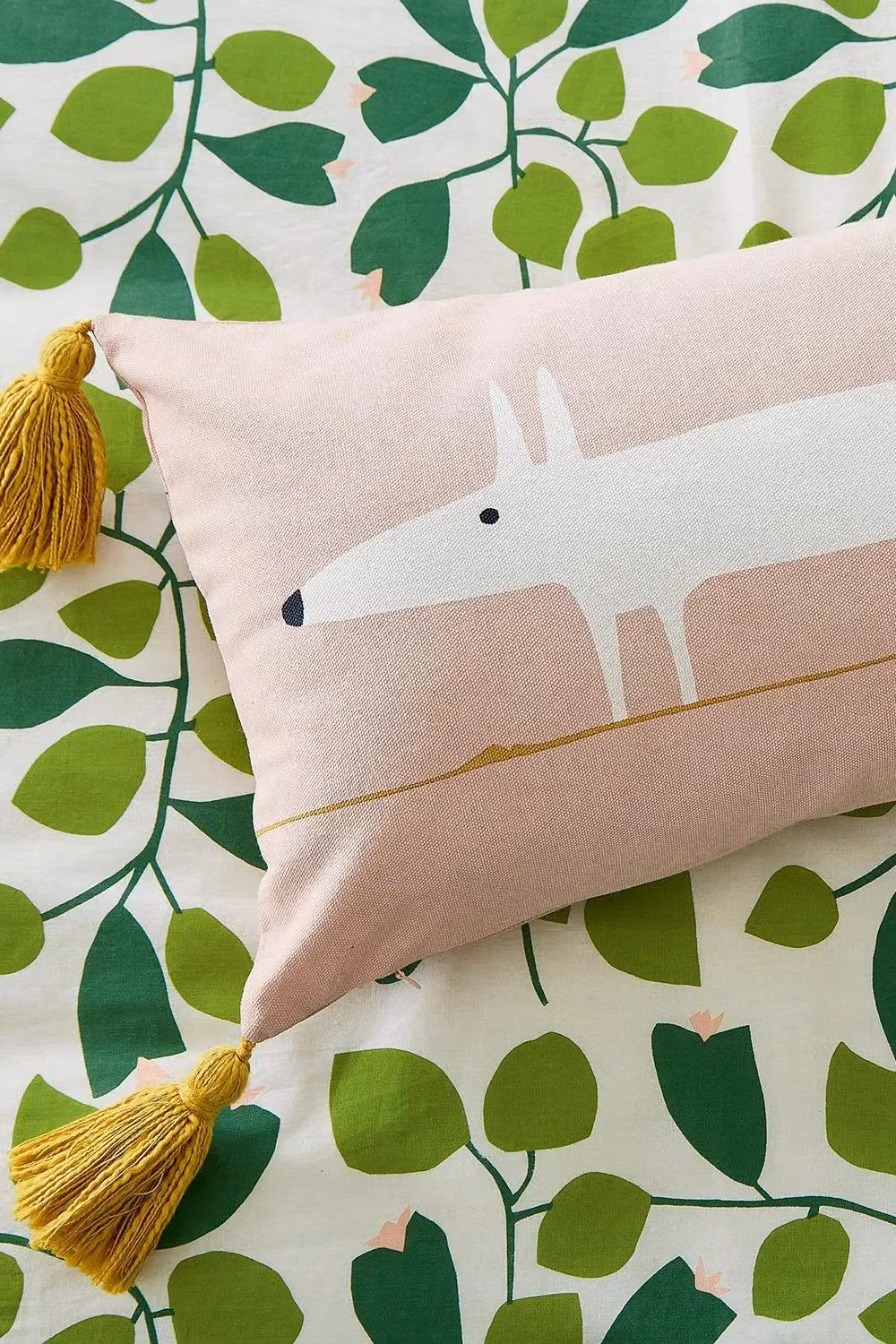 Scion Mr Fox Cotton Cushion in Pink and White, W: 50 cm, H: 30 cm – 3