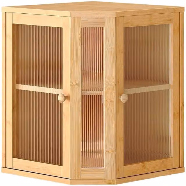 Kelvenix 2-Tier Stackable Bamboo Bread Box with Acrylic Door, Brown, W/D/H: 38.0 x 30.0 x 30.0 cm – 1