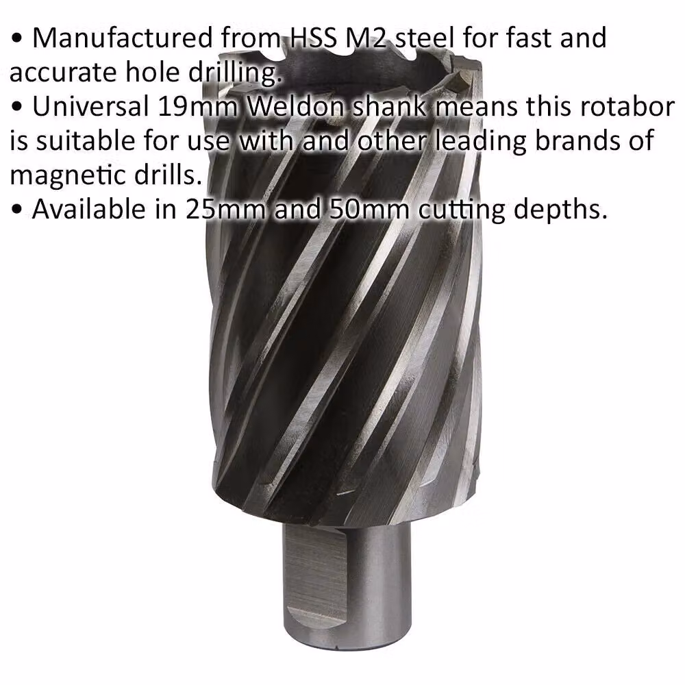 Loops M2 Steel Annular Metal Core Drill Rotabor Cutter with 19mm Shank in Silver – 2