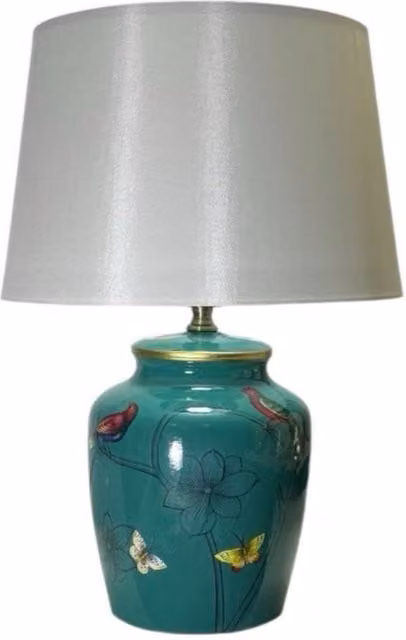 Minster Stylish Living Ltd Multicolour Ceramic Table Lamp with Shade, W/D/H: 23 x 23 x 39 cm – 1