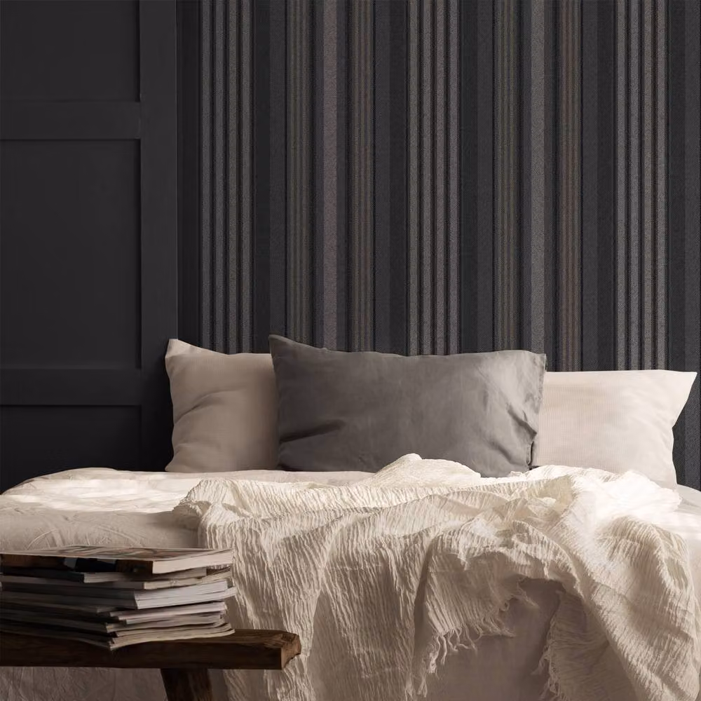 Superfresco Abstract Striped Classic Wallpaper in Grey, Anthracite and Black, Width: 52 cm – 2