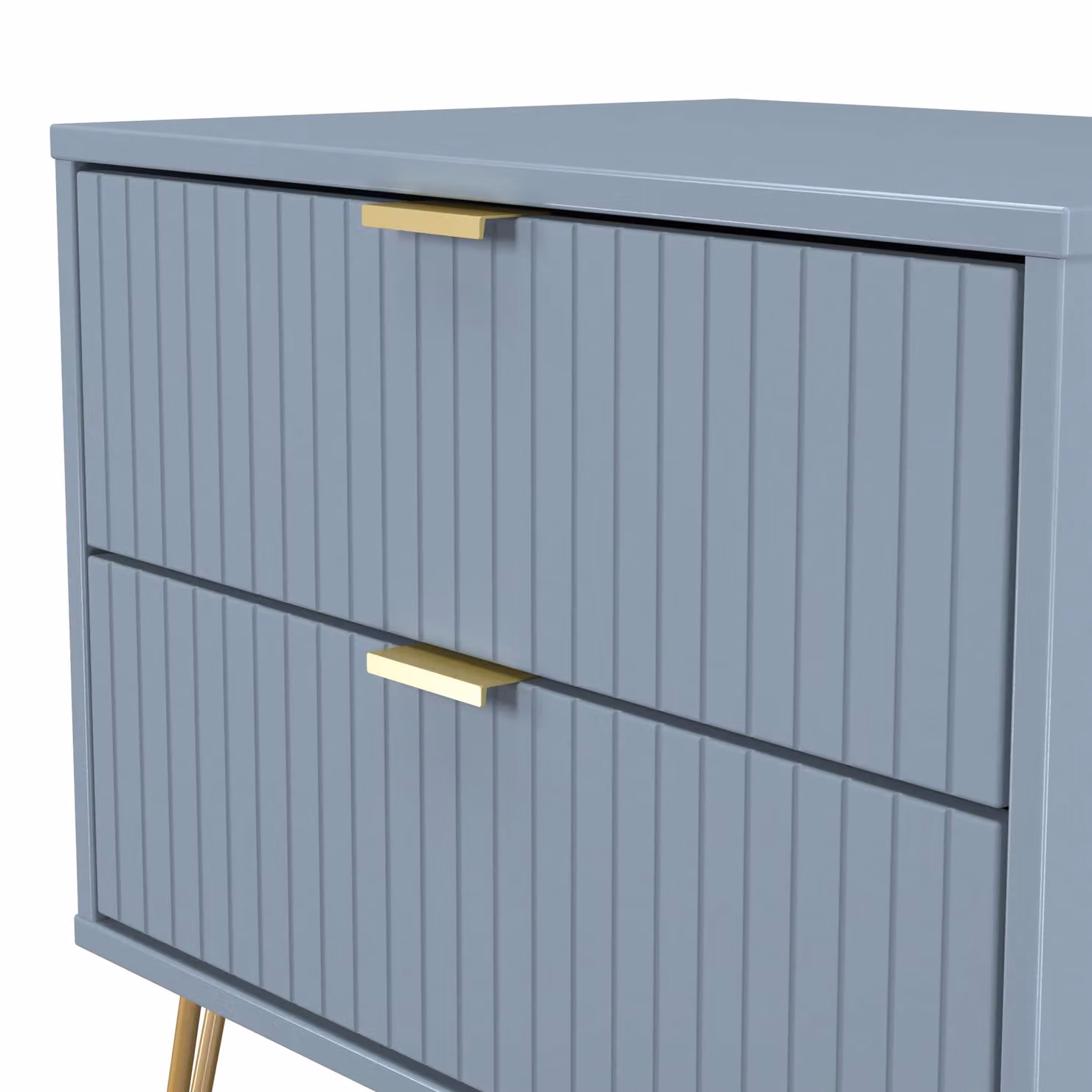 2 U Bexley 2 Drawer Side Table in Light Blue and Gold – 3
