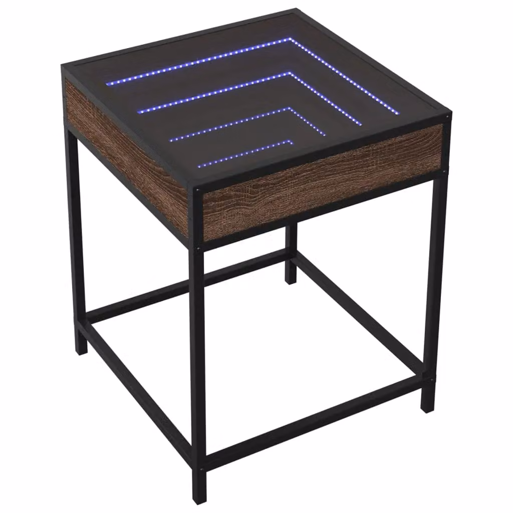 Berkfield Home Infinity LED Coffee Table in Brown Oak, W/D/H: 40 x 40 x 51 cm – 3