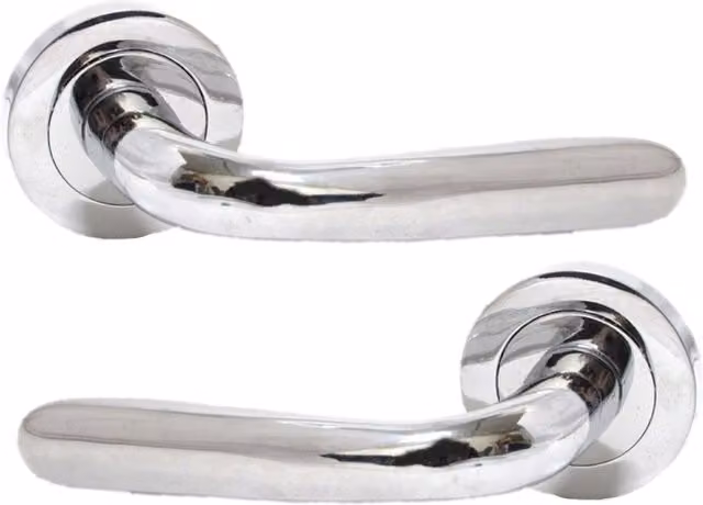 Betley Butterfly Latch Lever Door Handle on Rose in Chrome Silver