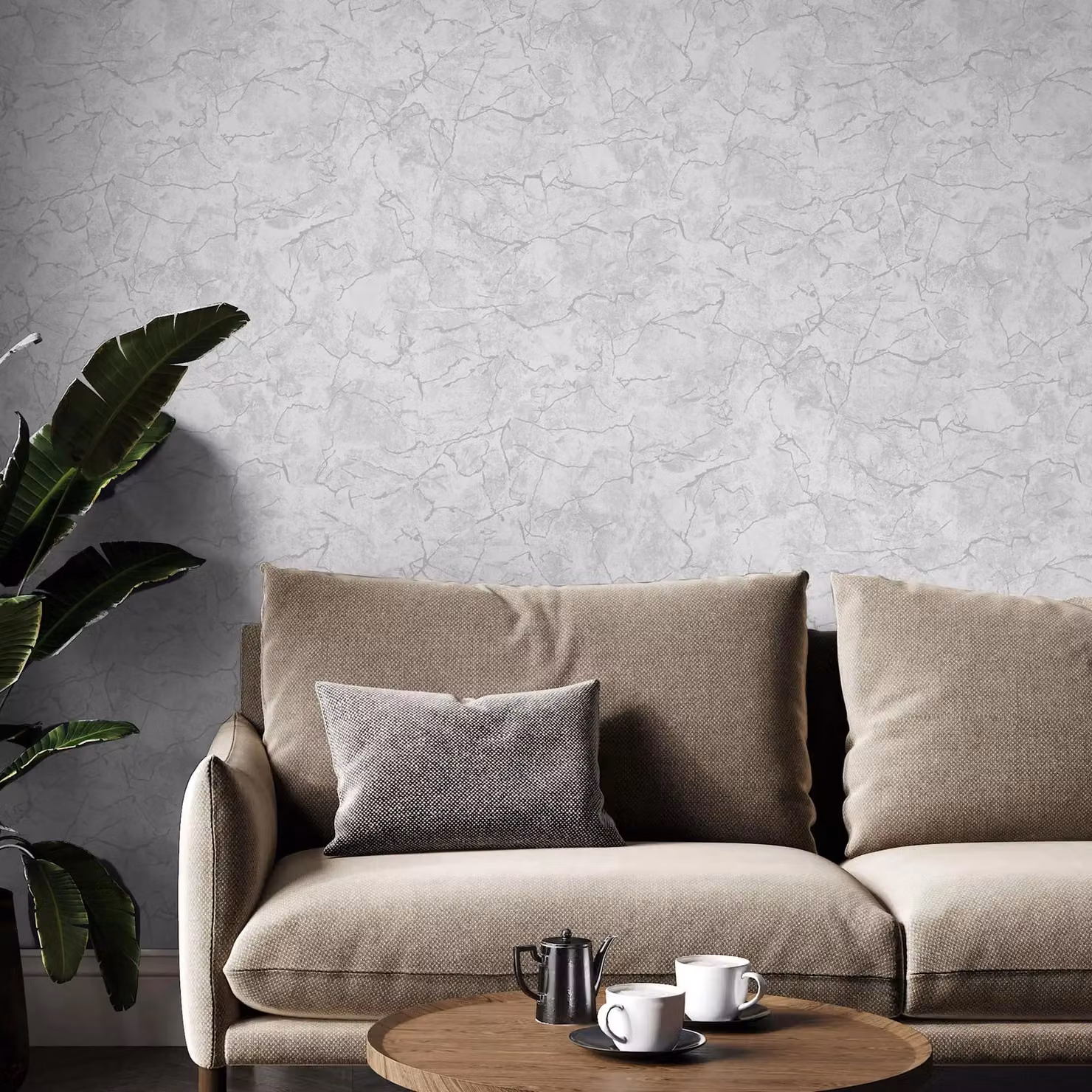 Graham & Brown Plain Grey Abstract Industrial Wallpaper, Width: 52 cm – 2