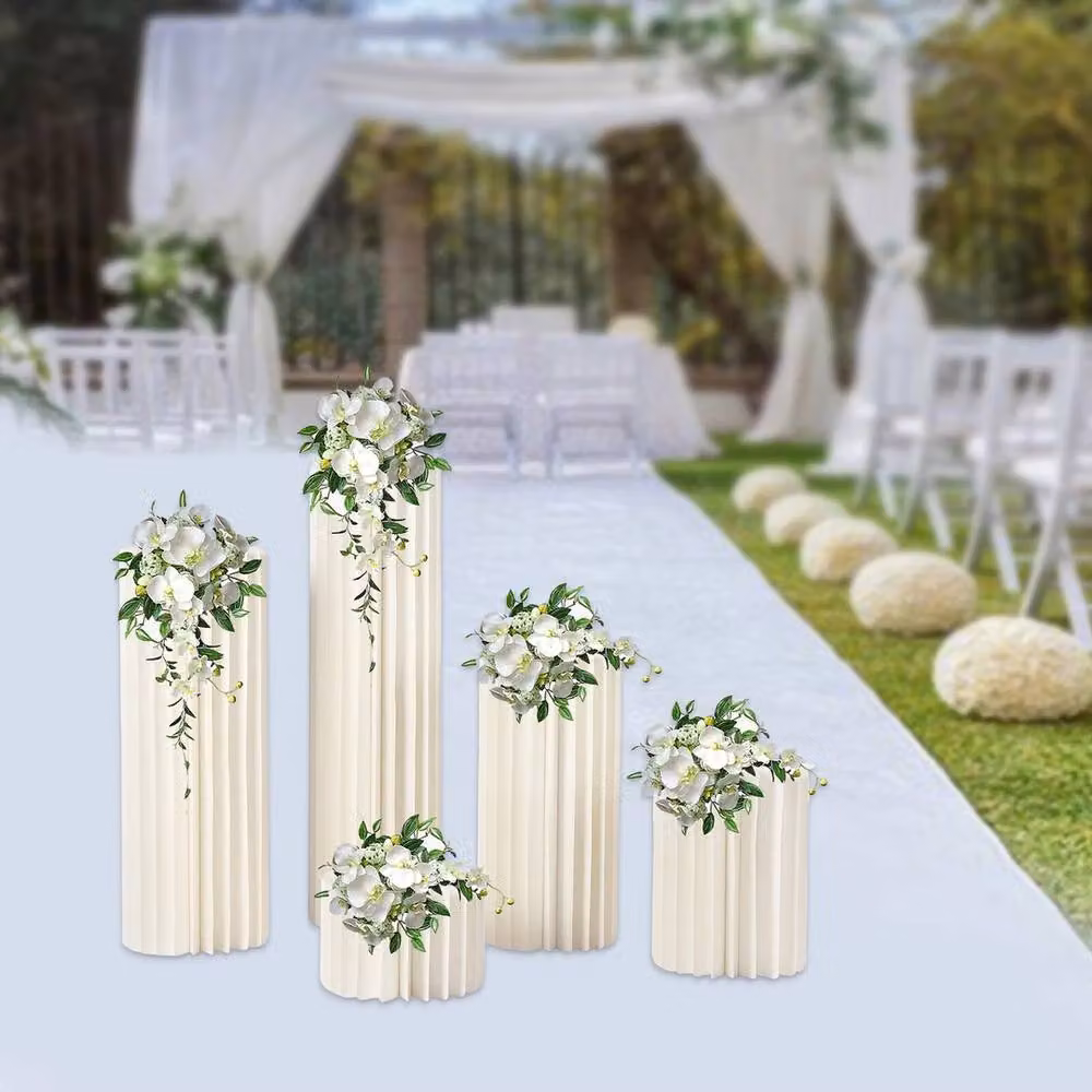 Nordara White Modern Column Flower Vase Stand for Wedding and Party Decor – 2