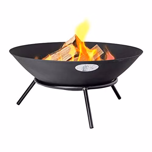 Harbour Housewares Black Cast Iron and Steel Fire Bowl, Diameter: 56 cm – 1