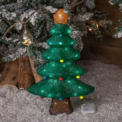 Samuel ALEXANDER 46cm Battery Powered Light Up Christmas Bauble Tabletop Tree with 60 Cool White LEDs in Green and White – 2