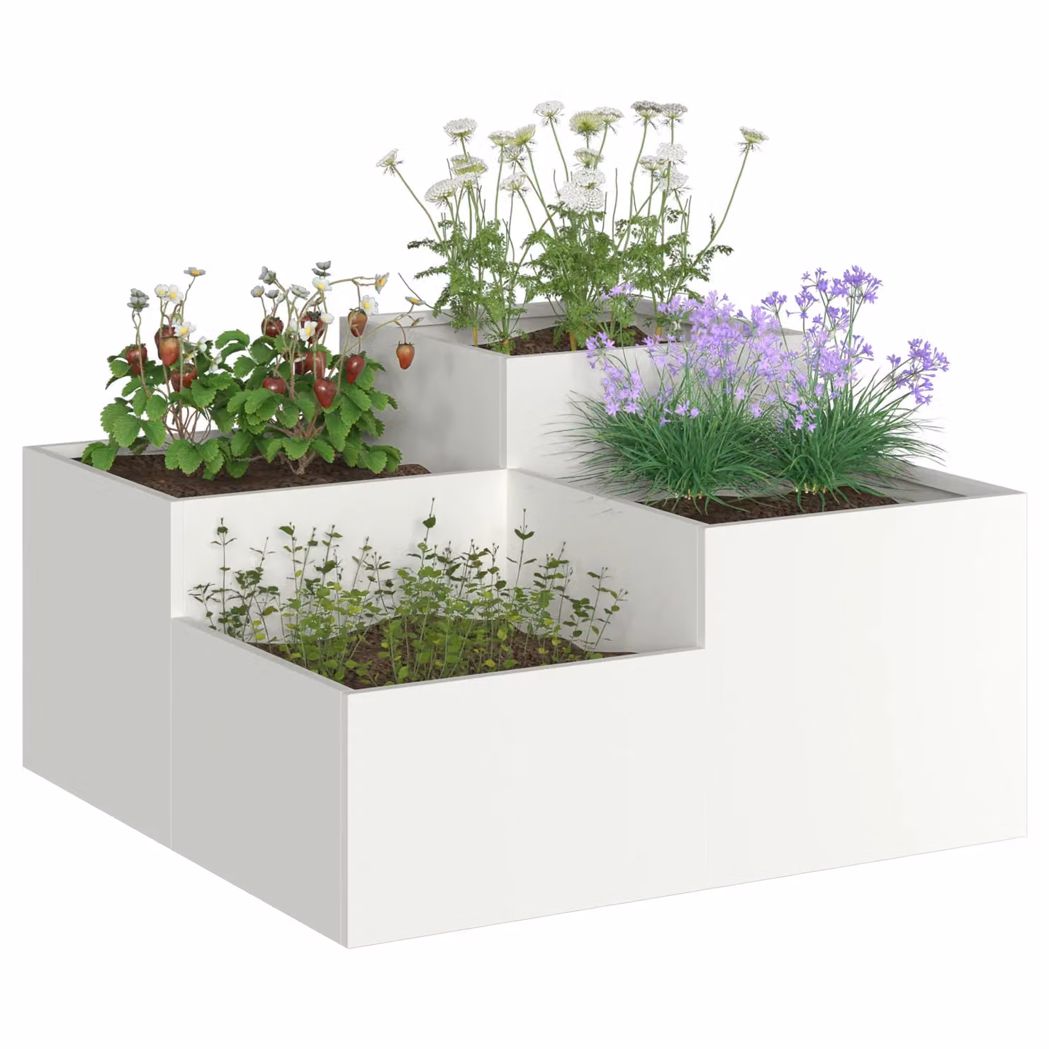 Berkfield Home White Steel Garden Planter Tub W/D/H: 100 x 100 x 48 cm – 2