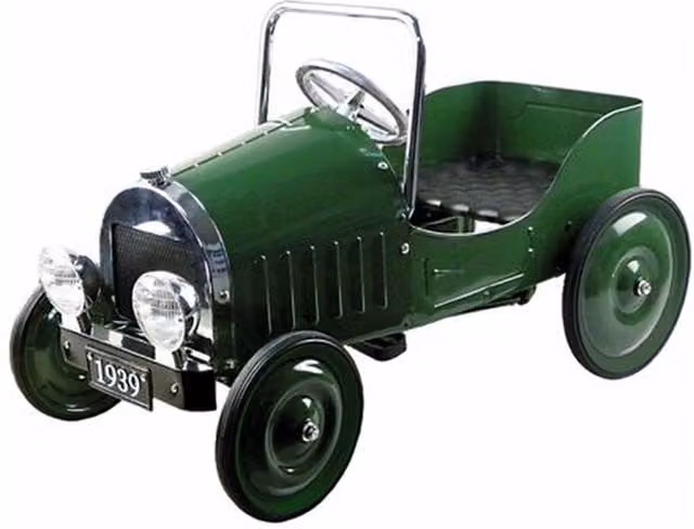 SES Creative Green and Blue Wooden and Plastic Pedal Car for Children
