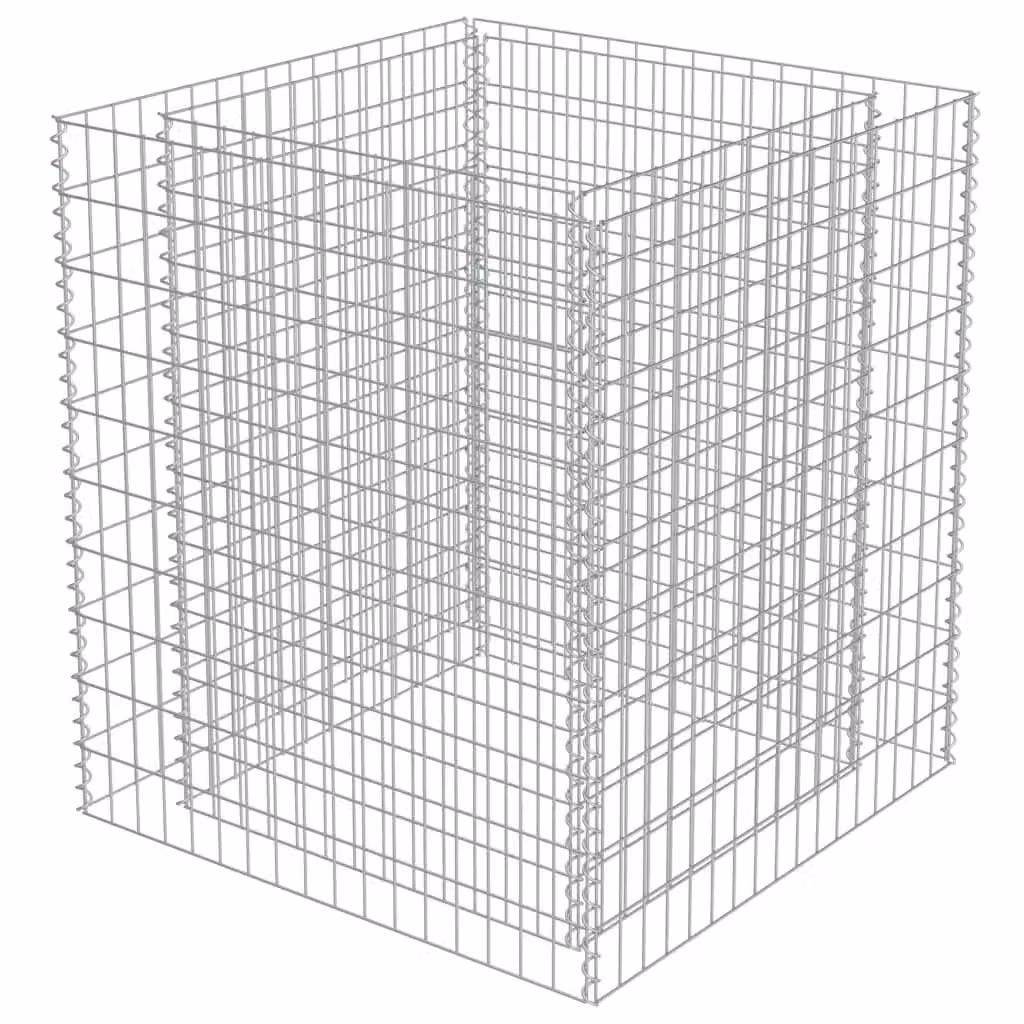 Berkfield Home Silver Galvanised Steel Stone Gabion Raised Bed, W/D/H: 90 x 90 x 100 cm – 2