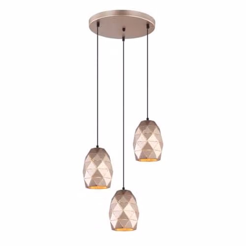 Netlighting Modern 3-Light Suspended Pendant Light in Gold/Brass with E27 Bulbs – 1