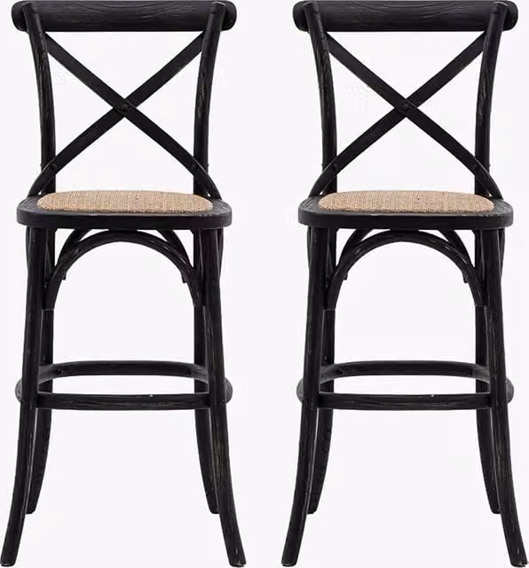 Perch & Parrow Set of 2 Classic Black Matt Rattan Barstools