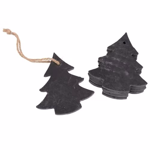 Nicola Spring Grey Slate Christmas Tree Hanging Decorations, Pack of 6, W/H: 7 x 8 cm