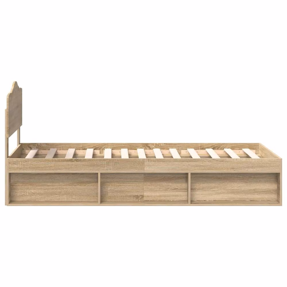 Berkfield Home Sonoma Bed Frame with Headboard in Brown Solid Pine Wood, W/D/H: 90 x 190 cm – 2