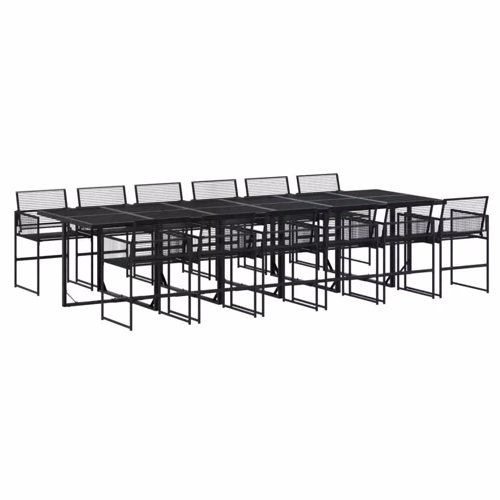 Berkfield Home 13 Piece Black Poly Rattan Garden Dining Set with Glass Table – 2