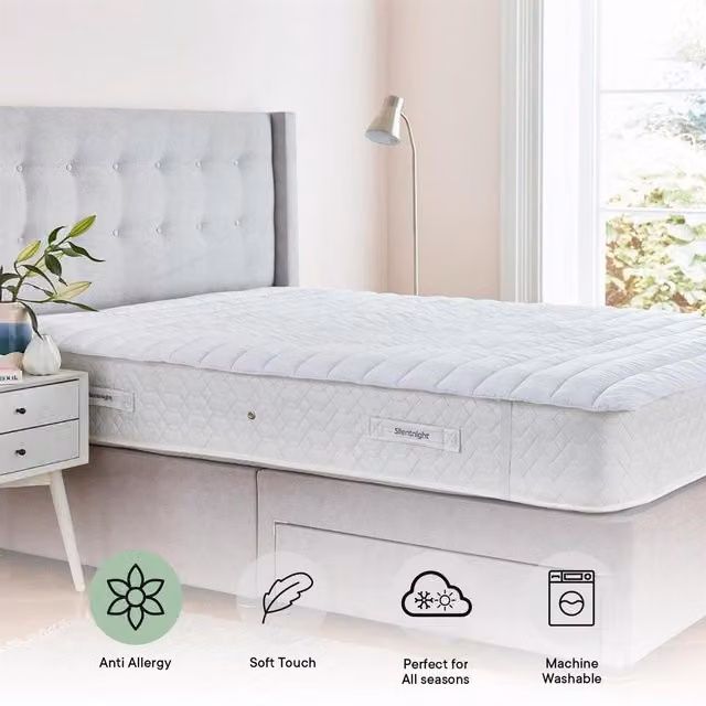 OHS Anti Allergy Deep Mattress Topper - White, Double