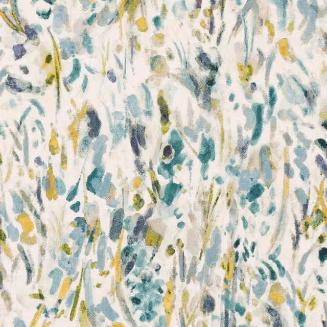 Terrys Brockhole Floral Fabric in Teal, Turquoise and Blue