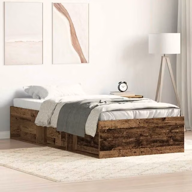 Berkfield Home Old Wood Bed Frame in Brown, Engineered Wood, W/D/H: 90 x 200 cm – 1