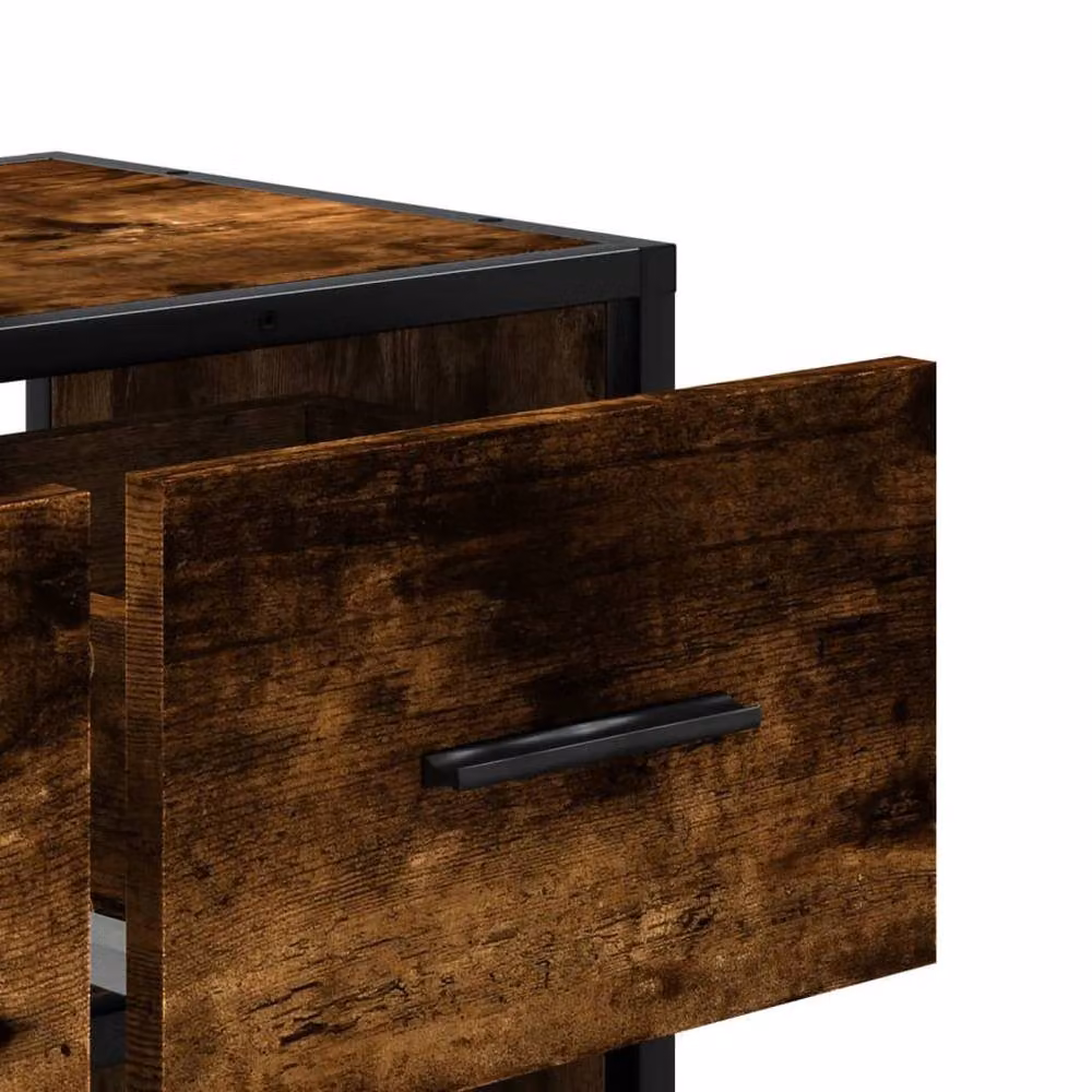 Berkfield Home TV Cabinet in Smoked Oak and Metal, Brown, W: 60 cm, D: 31 cm, H: 39.5 cm – 6