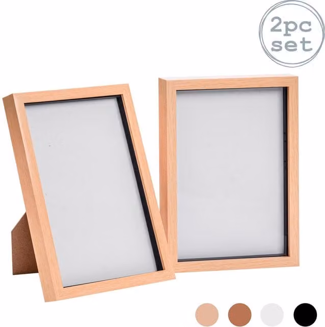 Nicola Spring Pack of 2 Brown Rectangular A4 3D Box Photo Frames