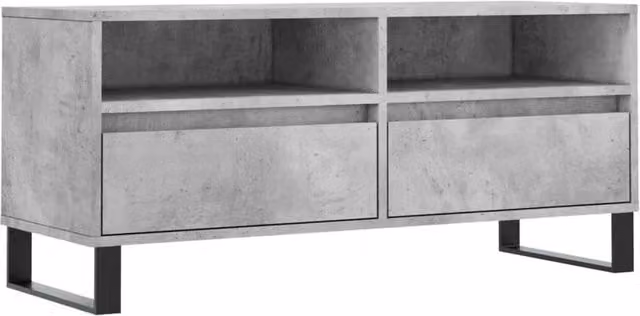 Berkfield Home Industrial TV Cabinet in Concrete Grey, W/D/H: 100 x 44.5 x 44.5 cm