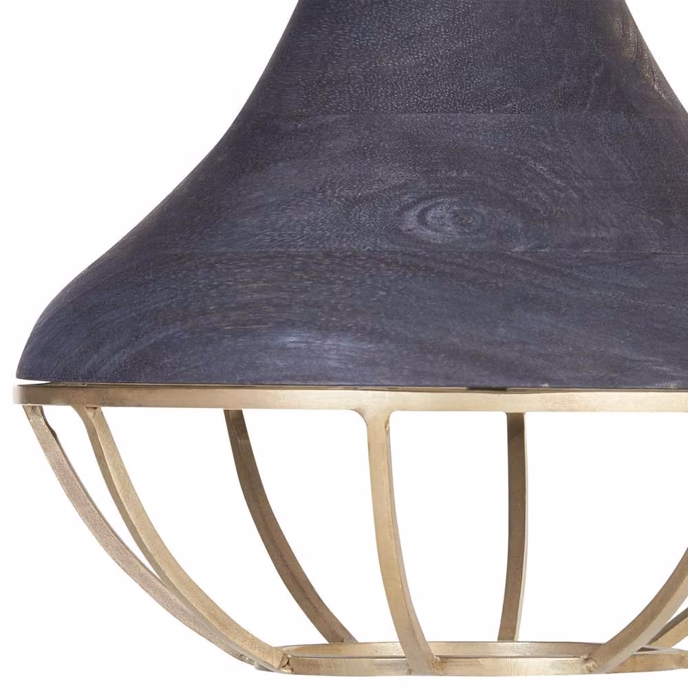 Wyld and Coco Black Mango Wood Two-Point Boho Pendant Lamp – 3