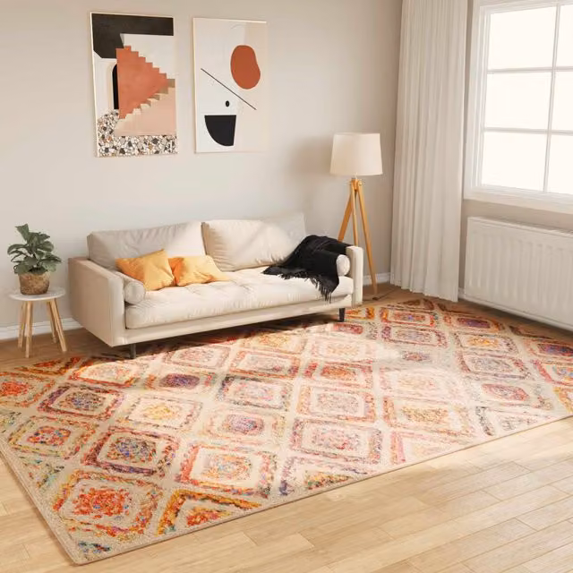 Berkfield Home Washable Multicolour Round Anti Slip Rug, Diameter: 100 cm – 1