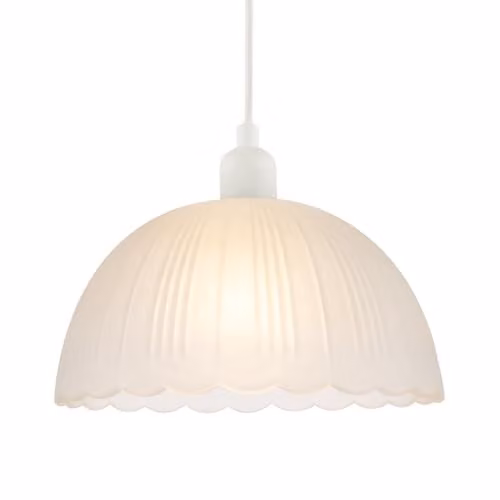 Happy Homewares Classic White Glass Dome Pendant Lighting Shade with Reducer Ring W/D/H: 13 x 25 x 25 cm