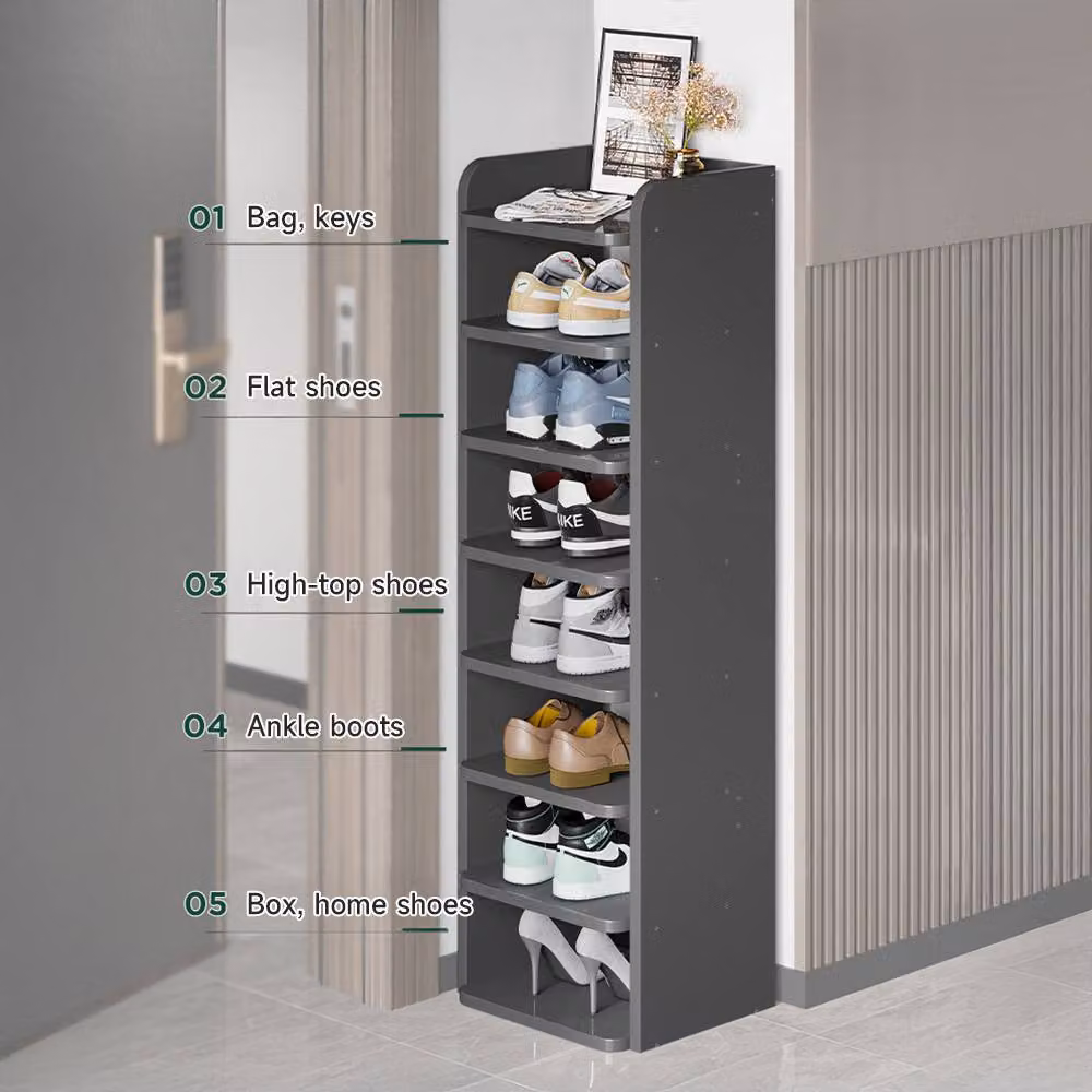 Living and Home 8-Tier Shoe Rack Organiser in Black, Width: 82 cm – 2