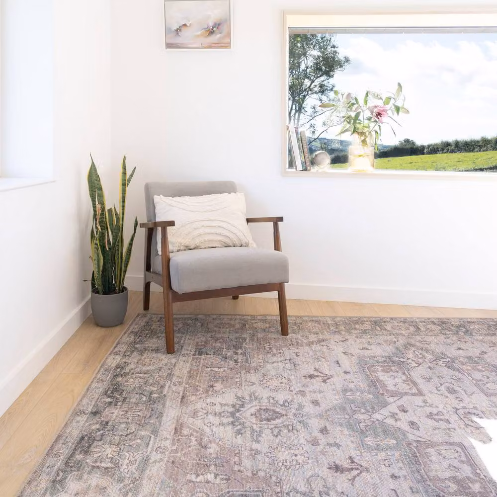 Kukoon Beige Medallion Area Rug, Machine Washable Jute and Cotton Blend, W: 80 cm, L: 150 cm – 2
