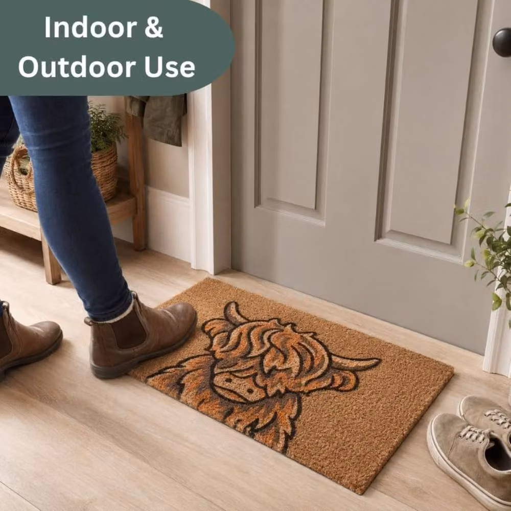 Marco Paul Highland Cow Coir Front Door Mat, Brown, W: 60 cm, D: 40 cm – 4