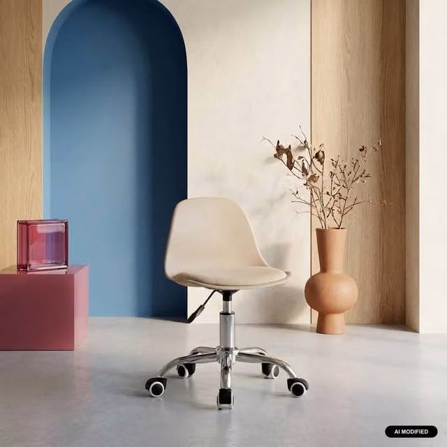 sweeek Children's Adjustable Task Chair with Chrome Base and Castors in Beige