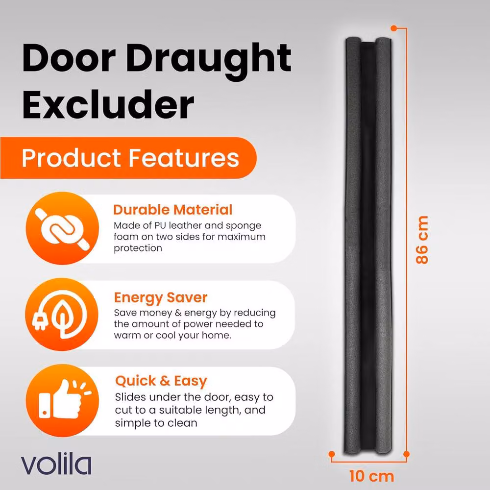 Volila 3-Pack Double Sided Black Door Bottom Draught Excluder – 3
