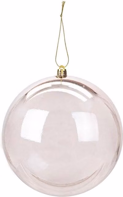 VFM e-Store Gold and Transparent Glass Christmas Bauble Hanging Tree Ornament, Diameter: 14 cm