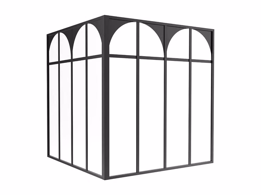 Vente-unique Art Deco Angled Studio Glass Roof in Black Powder-Coated Aluminium, W: 120 cm, L: 130 cm – 2