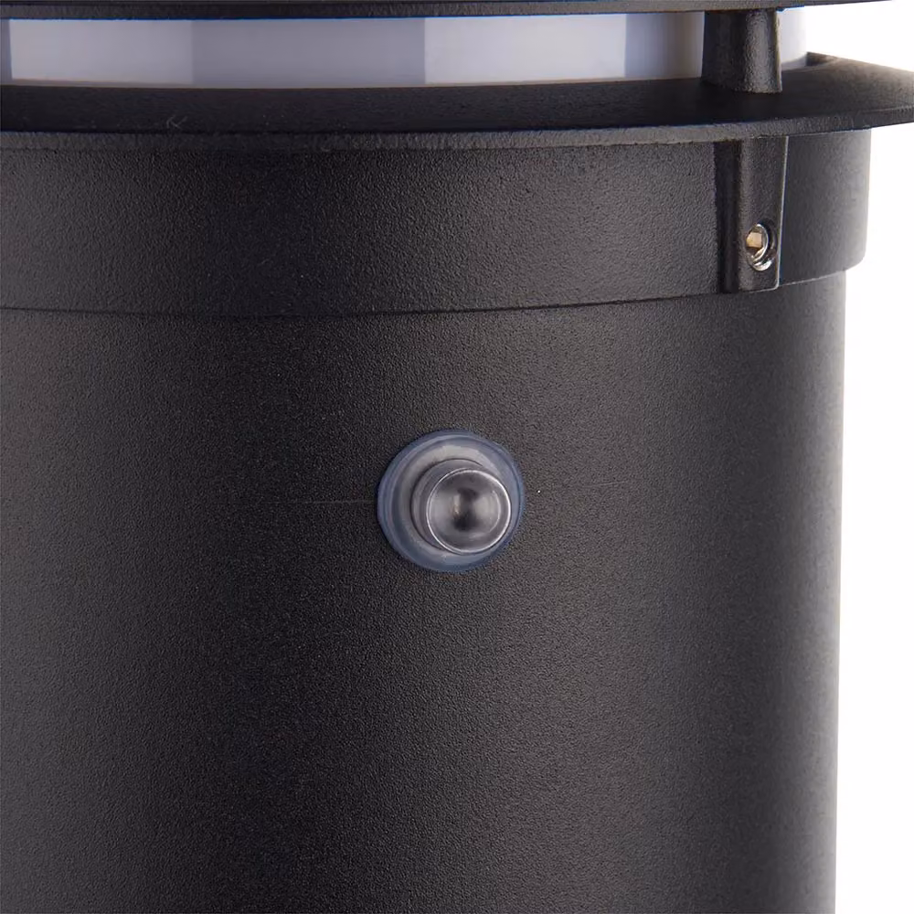 Netlighting Louvre Matt Black Outdoor Tall Bollard Light with Dusk Sensor and IP44 Rating – 3