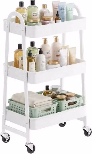 Kelvenix White Metal Kitchen Storage Trolley