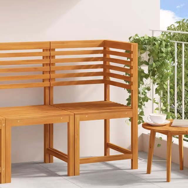 Berkfield Home Acacia Wood Corner Garden Chair in Brown – 1