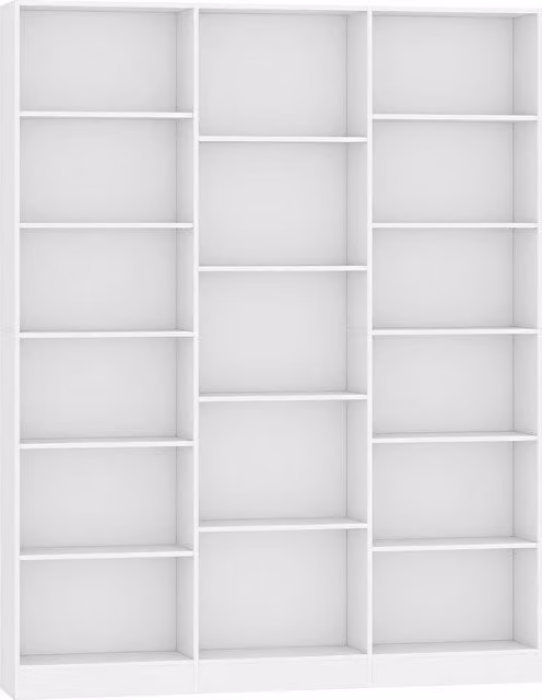 HOMCOM 6-Tier White Modern Bookcase with Adjustable Shelves and Open Storage – 1
